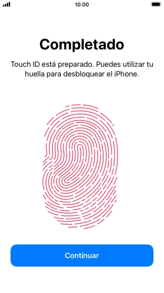 Pulsa Continuar. Si no has añadido anteriormente un código de seguridad, tendrás que introducir un código de libre elección dos veces consecutivas.
