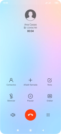 Pulsa el icono de finalizar llamada.