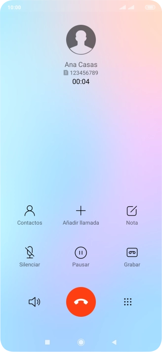 Pulsa el icono de finalizar llamada.