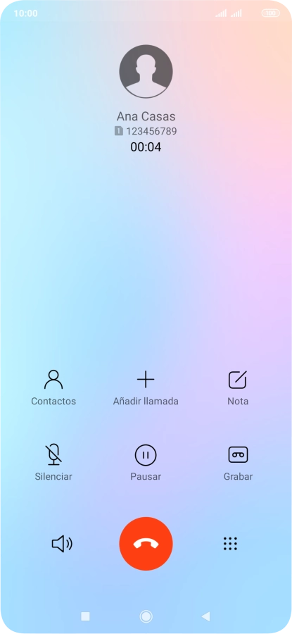 Pulsa el icono de finalizar llamada.