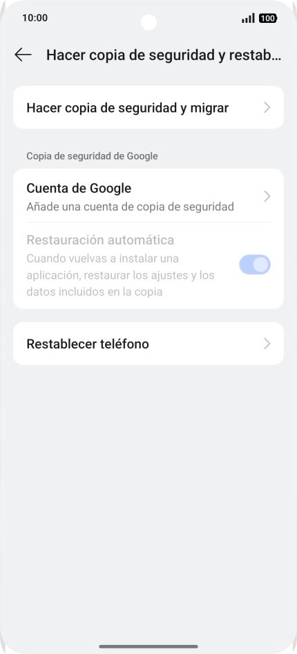 Pulsa Restablecer teléfono.