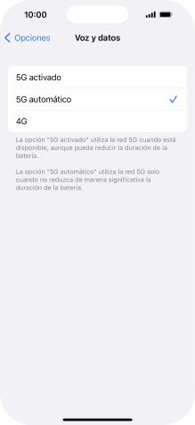 Si deseas activar el uso preferente de 5G, pulsa 5G activado.