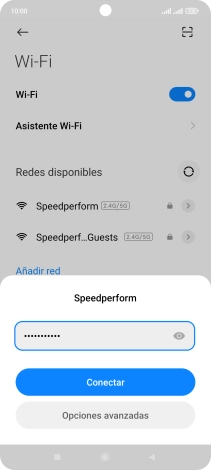 Introduce la contraseña de la red wifi y pulsa Conectar.