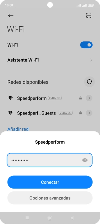 Introduce la contraseña de la red wifi y pulsa Conectar.