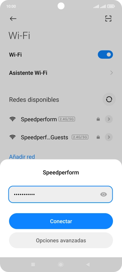 Introduce la contraseña de la red wifi y pulsa Conectar.