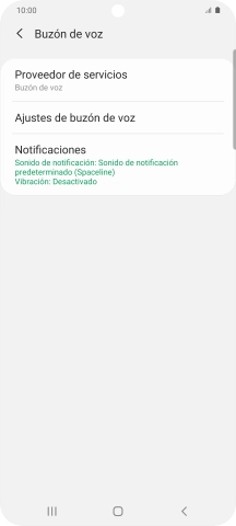 Pulsa Ajustes de buzón de voz.