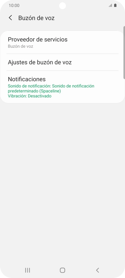 Pulsa Ajustes de buzón de voz.