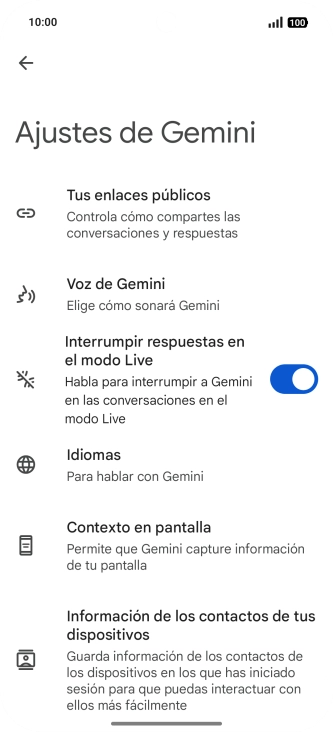 Sigue las indicaciones de la pantalla para seleccionar los ajustes deseados.