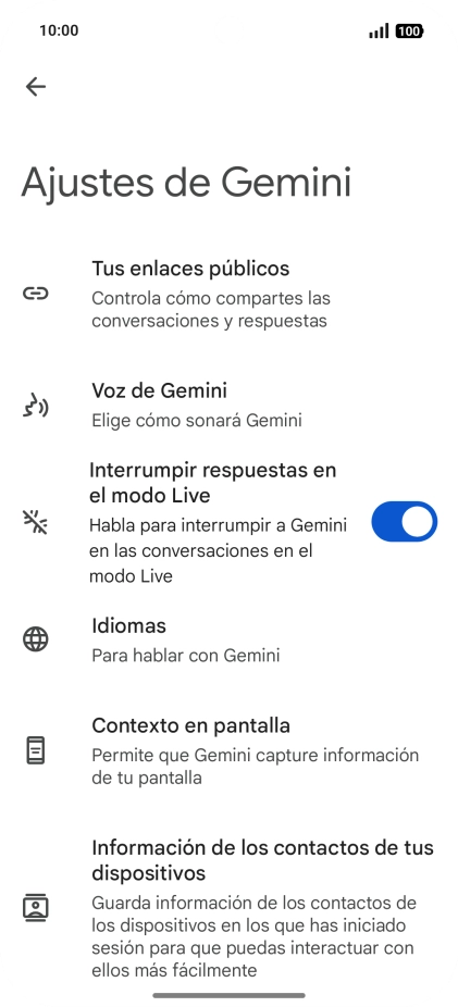 Sigue las indicaciones de la pantalla para seleccionar los ajustes deseados.