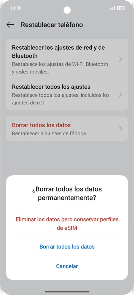 Pulsa el ajuste deseado.