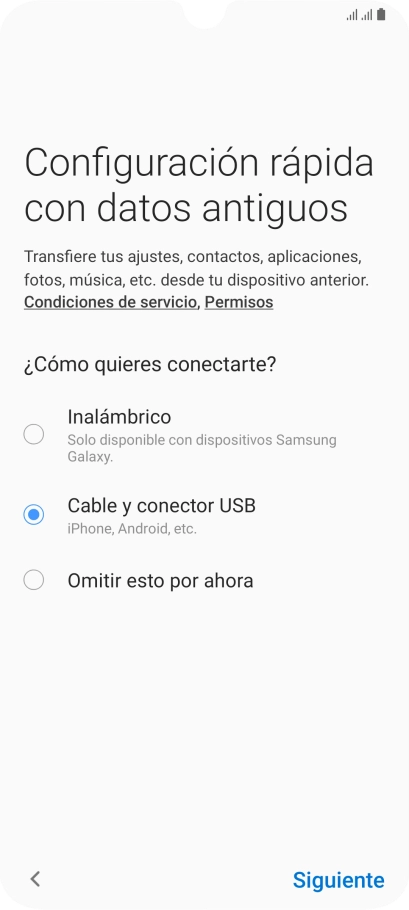 Pulsa Siguiente y sigue las indicaciones de la pantalla para transferir el contenido.