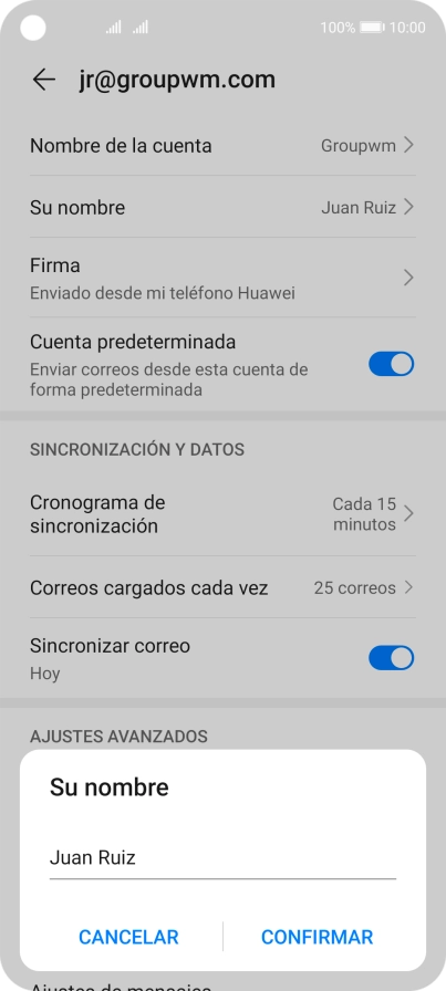Introduce el nombre deseado y pulsa CONFIRMAR.