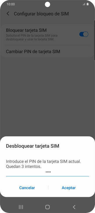 Introduce tu código PIN y pulsa Aceptar.