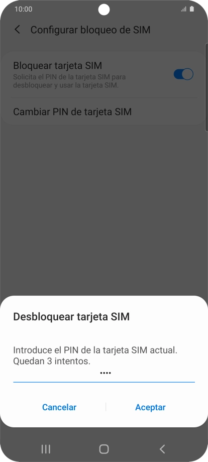 Introduce tu código PIN y pulsa Aceptar.