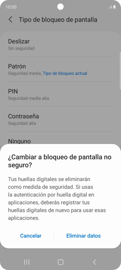 Pulsa Eliminar datos.