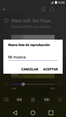 Introduce el nombre deseado de la lista de reproducción y pulsa ACEPTAR.