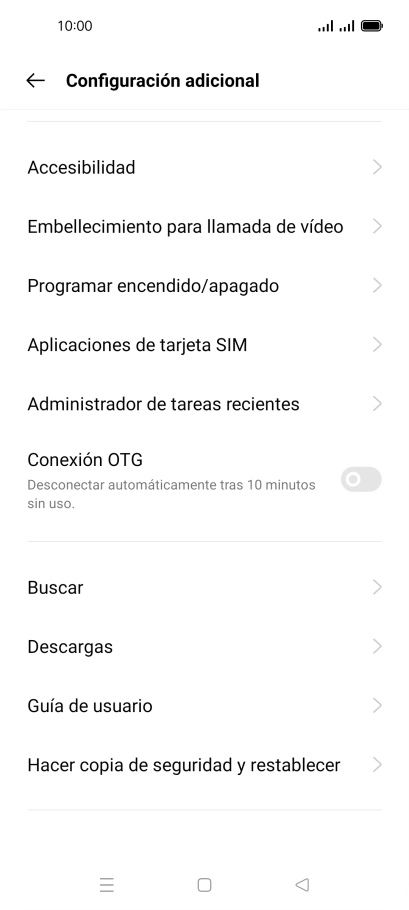 Pulsa Hacer copia de seguridad y restablecer.