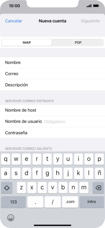 Pulsa Nombre de usuario e introduce el nombre de usuario de tu cuenta de correo electrónico.