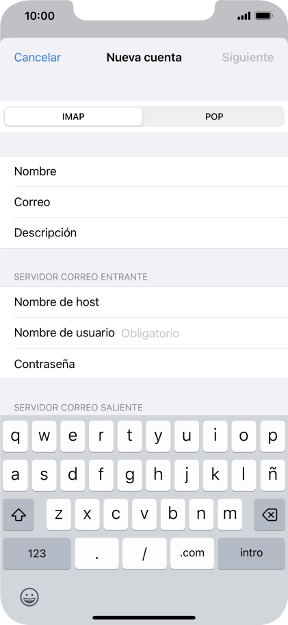 Pulsa Nombre de usuario e introduce el nombre de usuario de tu cuenta de correo electrónico.