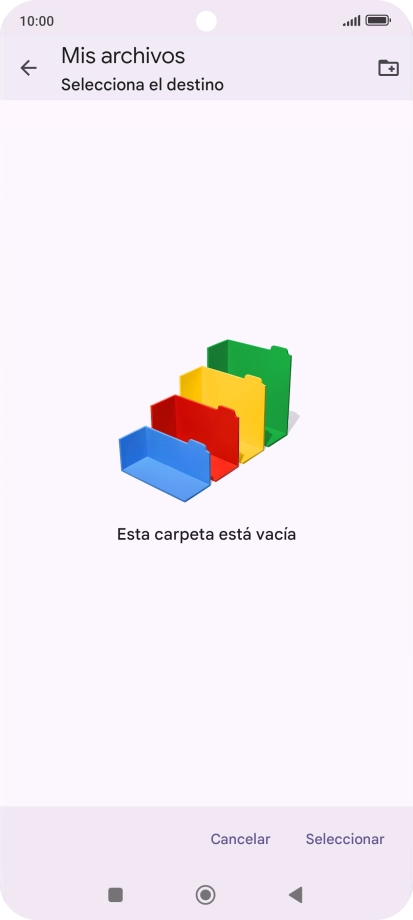 Si deseas crear una nueva carpeta, pulsa el icono de nueva carpeta y sigue las indicaciones de la pantalla para crearla.