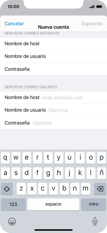 Pulsa Nombre de host e introduce smtp.vodafone.es.