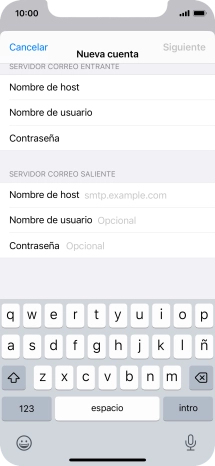 Pulsa Nombre de host e introduce smtp.vodafone.es. Pulsa Nombre de host e introduce smtp.vodafone.es.