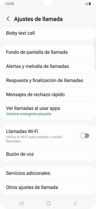 Pulsa Servicios adicionales.