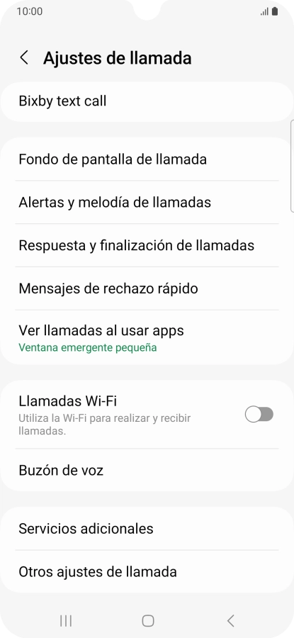 Pulsa Servicios adicionales.