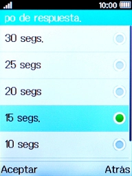 Si optas por desviar las llamadas perdidas, tendrás que seleccionar un retardo para el desvío. Selecciona el retardo deseado.