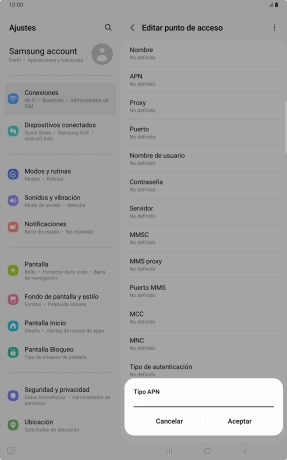 Introduce default y pulsa Aceptar.