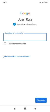 Pulsa Introduce tu contraseña e introduce la contraseña de tu cuenta de Google.