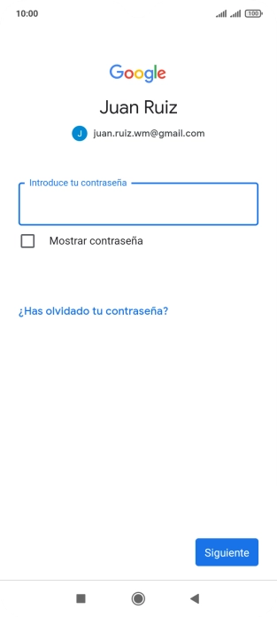 Pulsa Introduce tu contraseña e introduce la contraseña de tu cuenta de Google.