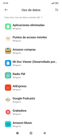 El consumo total de datos del período seleccionado aparece ahora en la pantalla.