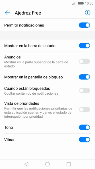Pulsa Permitir notificaciones para activar o desactivar la función.