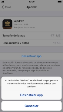Pulsa Desinstalar app.