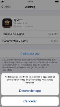 Pulsa Desinstalar app.