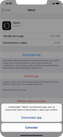 Pulsa Desinstalar app.