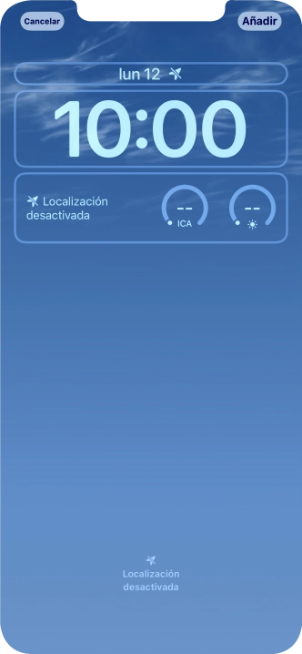 Si deseas personalizar la vista de la fecha en la pantalla de bloqueo, pulsa el widget de la fecha y sigue las indicaciones de la pantalla para seleccionar la vista de widgets deseada. Si deseas personalizar la vista de la fecha en la pantalla de bloqueo, pulsa el widget de la fecha y sigue las indicaciones de la pantalla para seleccionar la vista de widgets deseada.
