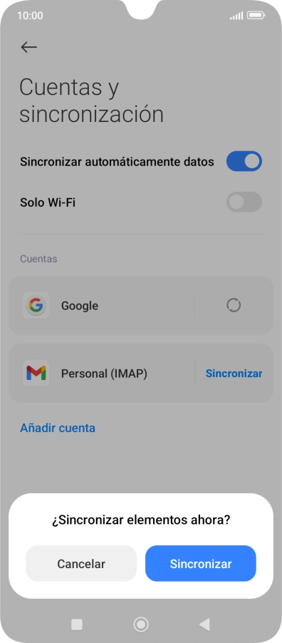 Si activas la función, pulsa Sincronizar.
