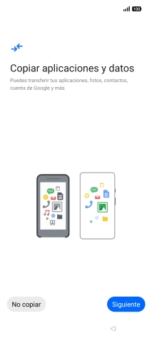 Puedes transferir el contenido de otro teléfono cuando activas tu teléfono por primera vez y cuando lo has restablecido. Cuando aparezca en la pantalla del teléfono esta imagen, ya está listo para la transmisión del contenido del otro teléfono.