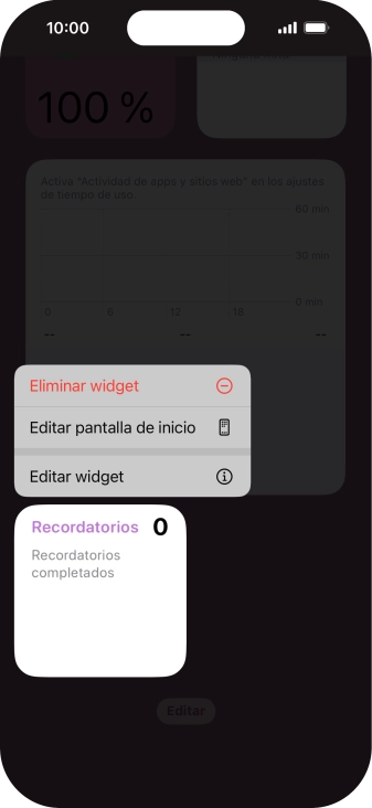 Pulsa Eliminar widget.