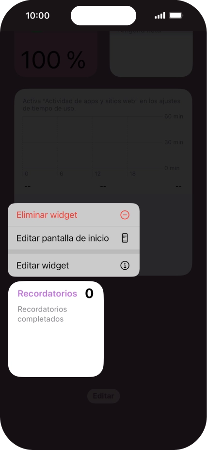 Pulsa Eliminar widget.