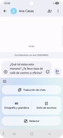 Para comprobar si un texto tiene errores de ortografía o de gramática, pulsa Ortografía y gramática y sigue las indicaciones de la pantalla para utilizar la función.