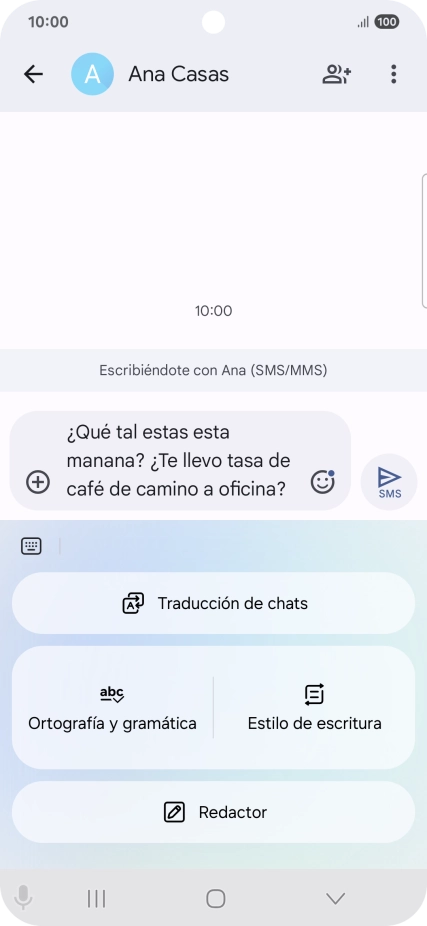 Para comprobar si un texto tiene errores de ortografía o de gramática, pulsa Ortografía y gramática y sigue las indicaciones de la pantalla para utilizar la función.