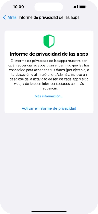 Pulsa Activar el informe de privacidad para activar la función.