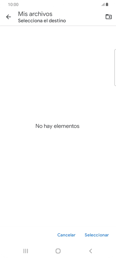 Si deseas crear una nueva carpeta, pulsa el icono de nueva carpeta y sigue las indicaciones de la pantalla para crearla.