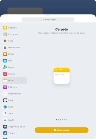Desliza el dedo hacia la derecha o hacia la izquierda por la pantalla para seleccionar el tamaño de widget deseado.