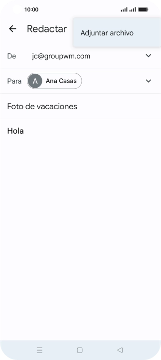 Pulsa Adjuntar archivo y desplázate a la carpeta deseada.