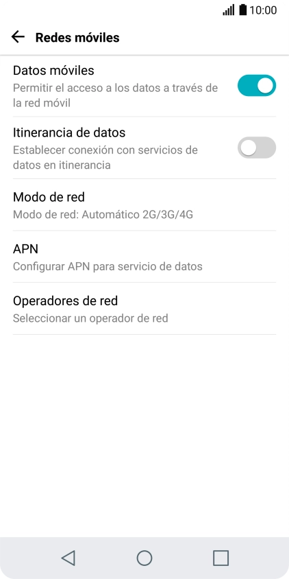 Pulsa Modo de red.