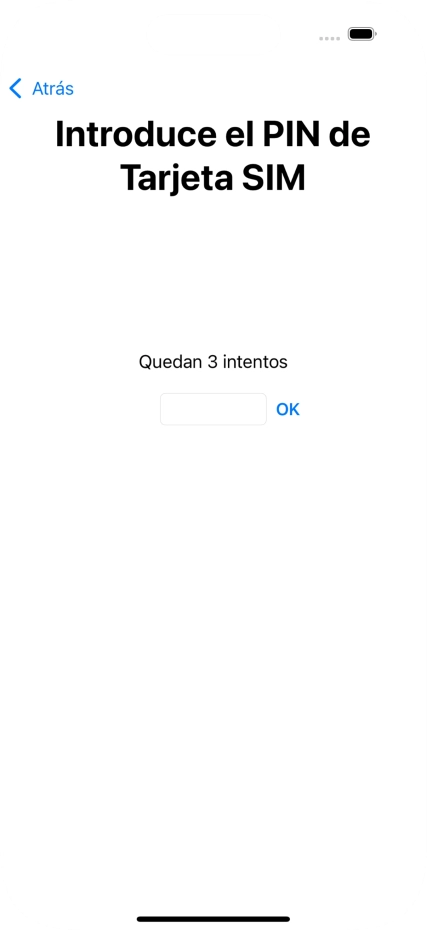 Si es necesario desbloquear la tarjeta SIM, introduce el código PIN y pulsa OK. Si es necesario desbloquear la tarjeta SIM, introduce el código PIN y pulsa OK.